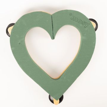 ®mosy Ökodur floral foam car heart ELLARIA, wedding decoration, with suction cup, natural wood base, green, 18"x19"x2"/45x48x5cm ®mosy Ökodur floral foam car heart ELLARIA, wedding decoration, with suction cup, natural wood base, green, 18"x19"x2"/45x48x5cm