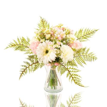 Artificial gerbera bouquet MALIA, rose, carnation, white-pink, 16"/40cm, Ø12"/30cm