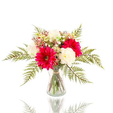Artificial gerbera bouquet MALIA, rose, carnation, pink, 16"/40cm, Ø12"/30cm