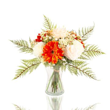 Artificial gerbera bouquet MALIA, rose, carnation, orange, 16"/40cm, Ø12"/30cm