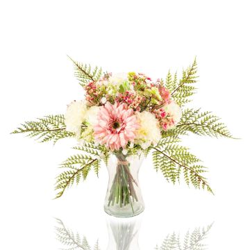 Artificial gerbera bouquet MALIA, rose, carnation, light pink, 16"/40cm, Ø12"/30cm