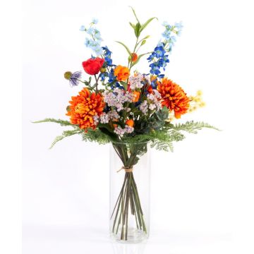 Artificial summer bouquet LOLANA, delphinium, orange-blue, 28"/70 cm, Ø20"/50 cm