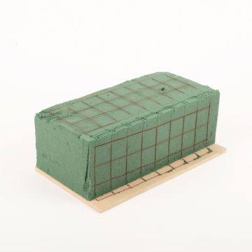 ®mosy Ökodur VESDO floral foam for grave decorations with wire mesh, grip edge, natural wood base, green, 9"x4.3"x3.3"/22.5x11x8.5cm ®mosy Ökodur VESDO floral foam for grave decorations with wire mesh, grip edge, natural wood base, green, 9"x4.3"x3.3"/22.5x11x8.5cm