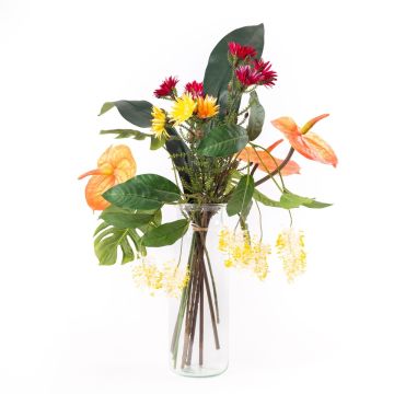 Fake summer bouquet AVALU, orange-green-pink-yellow, 30"/75cm, Ø18"/45cm