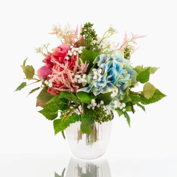 Artificial summer bouquet KAUWELA, pink-white-blue, 16"/40cm, Ø16"/40cm