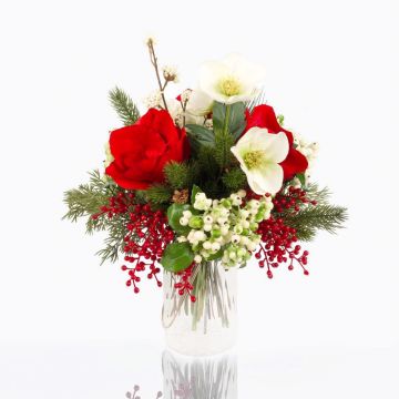Artificial Christmas Bouquet KALIKIMAKA, red-white, 16"/40cm, Ø14"/35cm