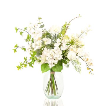 Artificial winter bouquet FUYUKO, white-green, 28"/70cm, Ø22"/55cm