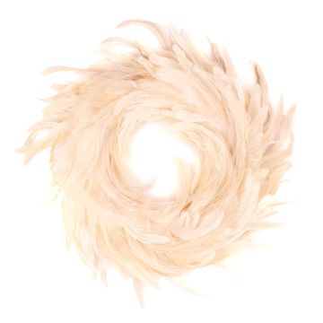 Natural decoration Wreath of peacock feathers NORDIAN, white bleached, Ø24"/60cm Natural decoration Wreath of peacock feathers NORDIAN, white bleached, Ø24"/60cm