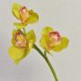 Artificial Cymbidium orchid spray SERAPHINA, green-light pink, 18"/45cm