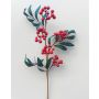 Plastic rowan branch BERNFRIEDE with fruits, red, 22"/55cm