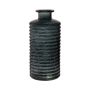 Glass bottle STUART with grooves, forest green-clear, 31cm, Ø14,5cm