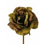 Artificial rose VIKI, olive green, 10"/25cm, Ø4.7"/12cm