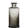 Glass bottle STUART with grooves, grey-clear, 8"/21,5cm, Ø3.7"/9,5cm