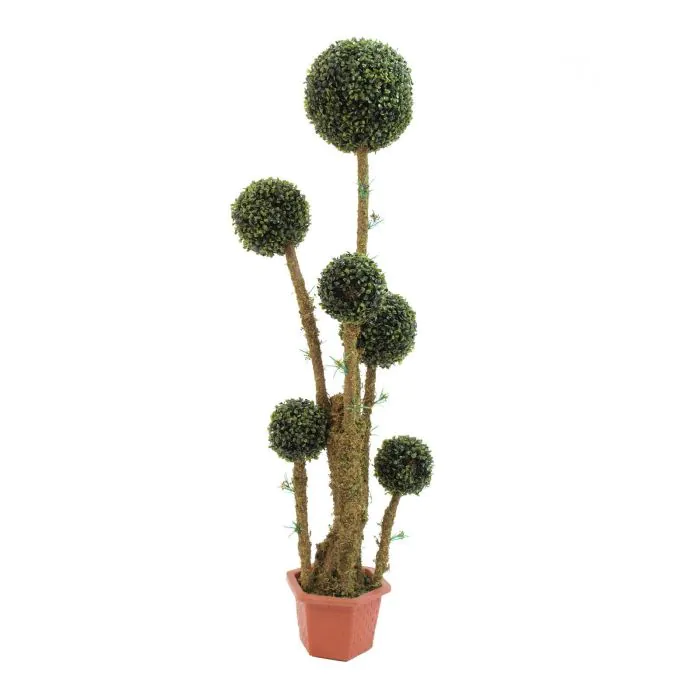 Leaf 125cm Artificial Topiary Tree UV Protected Boxwood Spiral