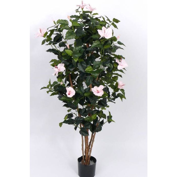 Artificial Hibiscus tree HOSHIKO, with flowers, light pink, 6ft/180cm