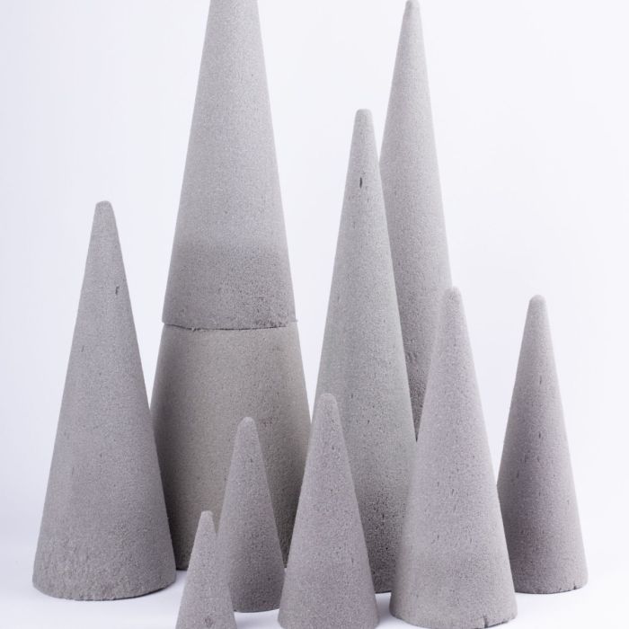 Floral foam cone ZOILA for artificial flowers, grey, 6/15cm, Ø2.8/7cm