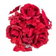 Ring INGA with heads of Roses, Hydrangea blooms, red, Ø 4"/10cm