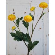 Artificial Chrysanthemum RYON, yellow, 28"/70cm, Ø1.2"-2"/3-5cm