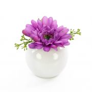 Faux gerbera IMINA in ceramic pot, purple, 4.7"/12cm, Ø 6"/15cm