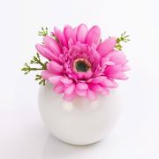 Faux Gerbera IMINA in a ceramic pot, pink-purple, 4.7"/12cm, Ø 6"/15cm