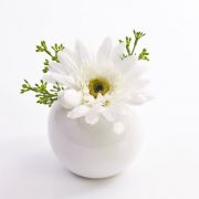 Faux Gerbera IMINA in a ceramic pot, white, 4.7"/12cm, Ø 6"/15cm