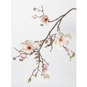 Artificial magnolia spray LORA, white-pink, 4ft/110cm, Ø4"-4.7"/10-12cm