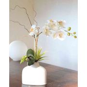 Artificial orchid Phalaenopsis TIALDA, succulents, ceramic vase, white, 20"/50cm