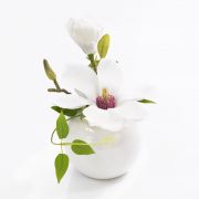 Textile magnolia FEMI in ceramic pot, white, 8"/20cm, Ø 6.7"/17cm