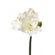 Artificial amaryllis spray BENITA, white, 22"/55cm, Ø4"/10cm