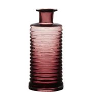 Glass bottle STUART with grooves, pink-clear, 21,5cm, Ø9,5cm