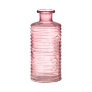 Glass bottle STUART with grooves, pink-clear, 21,5cm, Ø9,5cm