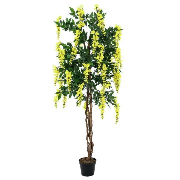 Artificial Laburnum tree LESLIE, real stems, blooms, yellow, 6ft/180cm