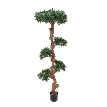 Plastic Podocarpus RENZO, natural stem, green, 6ft/185cm
