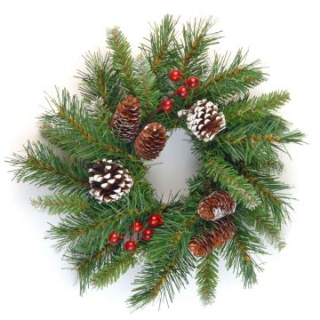 Artificial fir wreath MARLIES, snowy, with fruits, Ø12"/30cm