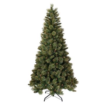 Artificial fir TORRANCE SPEED, cones, green, golden tips, 7ft/210cm, Ø4ft/115cm