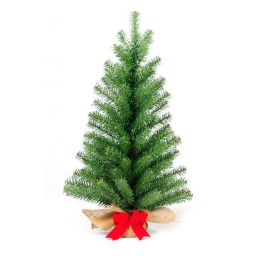 Artificial fir tree ATHEN, jute bag, red bow, 31"/75cm, Ø10"/25cm