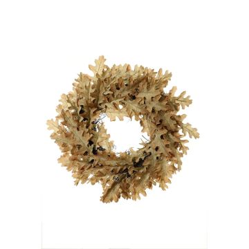 Artificial oak wreath DIANDO, beige-yellow, Ø 24"/60cm