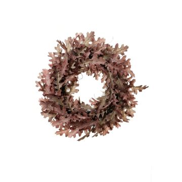 Artificial oak wreath DIANDO, mauve-beige, Ø 24"/60cm