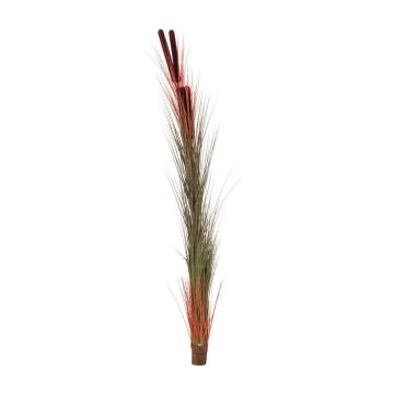 Plastic reed grass DIVO with spadices, spike, green-orange, 5ft/150cm
