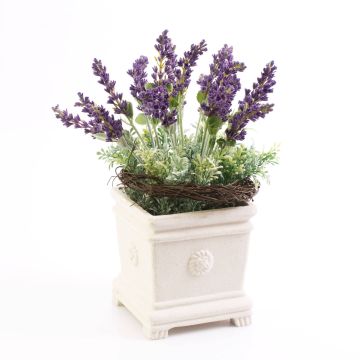 Artificial arrangement of lavender and sedum NORDIKA, decorative pot, purple, 12"/30cm, Ø7.1"/18cm