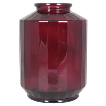 Flower glass vase LOANA, clear-red, 14"/35cm, Ø10"/25cm, 12L