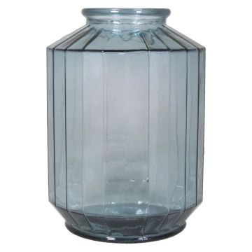 Flower glass vase LOANA, clear-blue, 14"/35cm, Ø10"/25cm, 12L