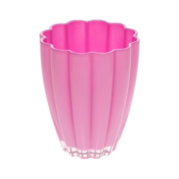 Glass flower vase BEA, pink, 7"/17cm, Ø5.5"/14cm
