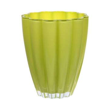 Glass flower vase BEA, apple-green, 7"/17cm, Ø5.5"/14cm