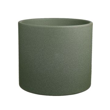Ceramic planter ALFIRK, sand structure, green-grey, 12"/31,1cm, Ø13"/32,5cm