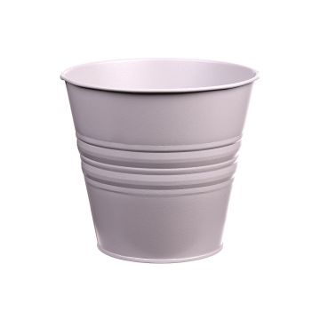 Round plant pot MICOLATO with grooves, zinc, taupe, 4.7"/12cm, Ø5.3"/13,5cm