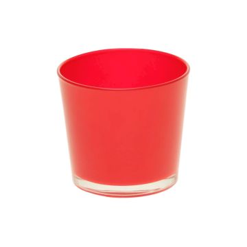 XXL Tealight holder ALENA, glass, red, 3.5"/9cm, Ø4"/10cm