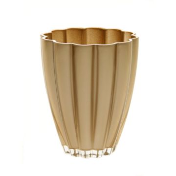 Glass flower vase BEA, metallic gold, 7"/17cm, Ø5.5"/14cm