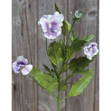 Artificial pansy SILANA, white-purple, 12"/30cm