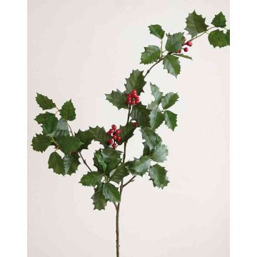 Artificial holly branch YUKARI with berries, green, 3ft/100cm